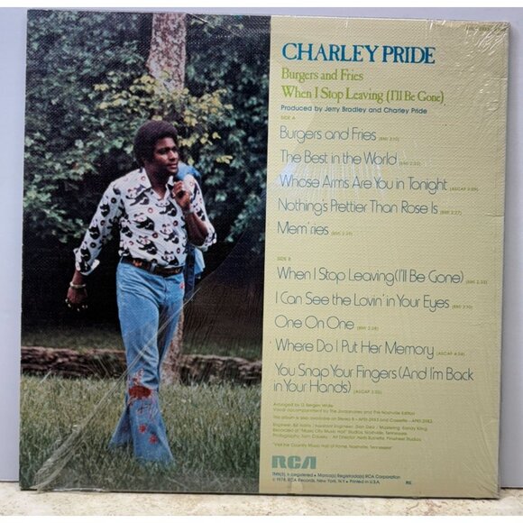 Charley Pride Burgers and Fries Country Vinyl LP RCA in Shrink with Hype Sticker - Picture 5 of 6